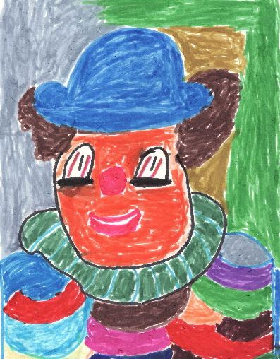 Clown mit blauem Hut