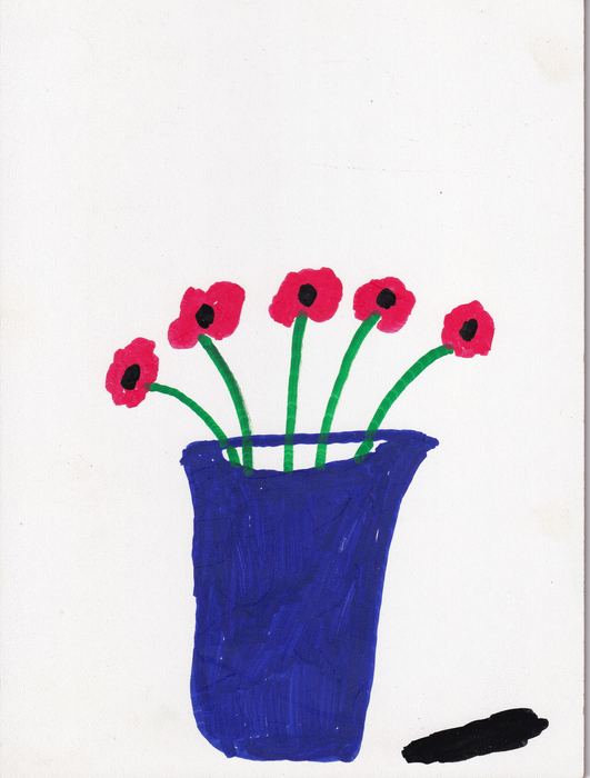 Mohnblumen in blauer Vase