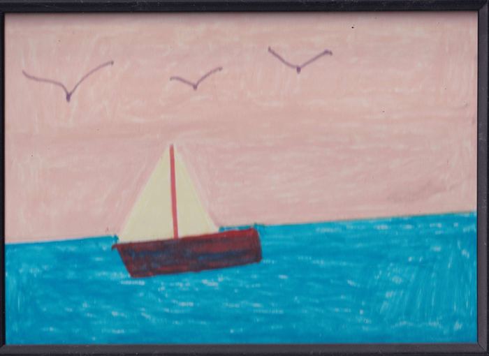 Segelboot mit Vögeln