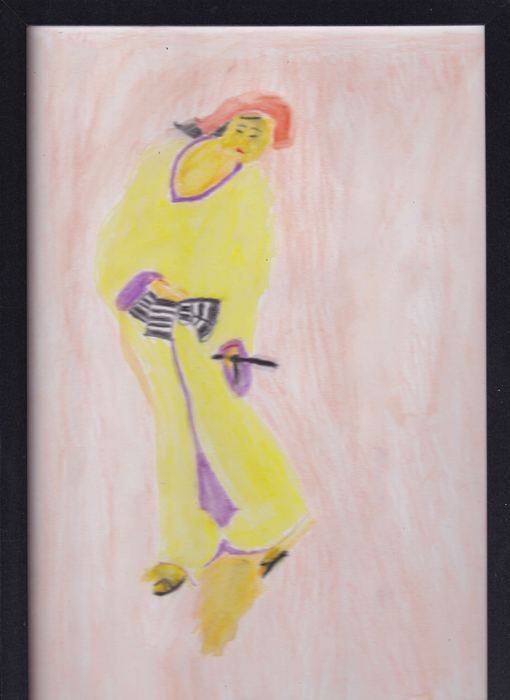 Gelbe Figur auf Rosa