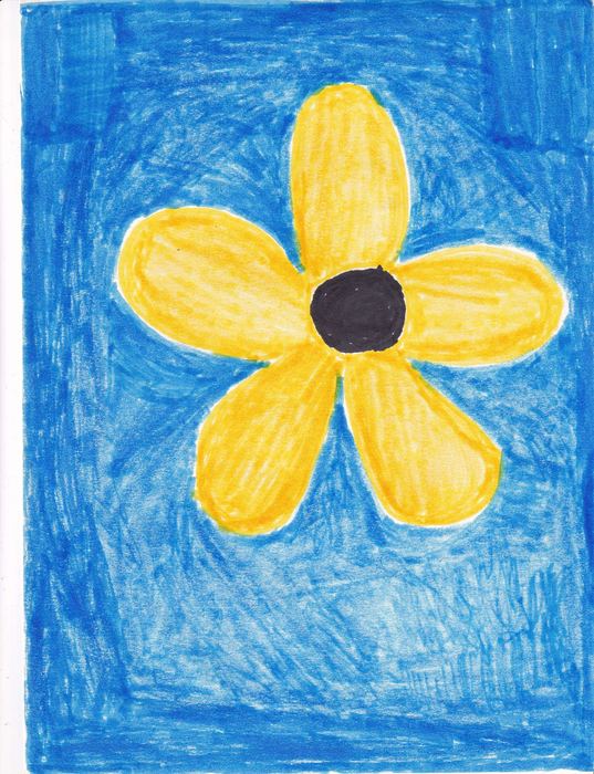 Gelbe Blüte auf Blau