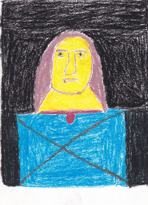 Bildnis mit gelbem Gesicht auf Schwarz
