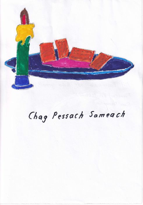 Chag Pessach Sameach, Sederteller mit Kerze